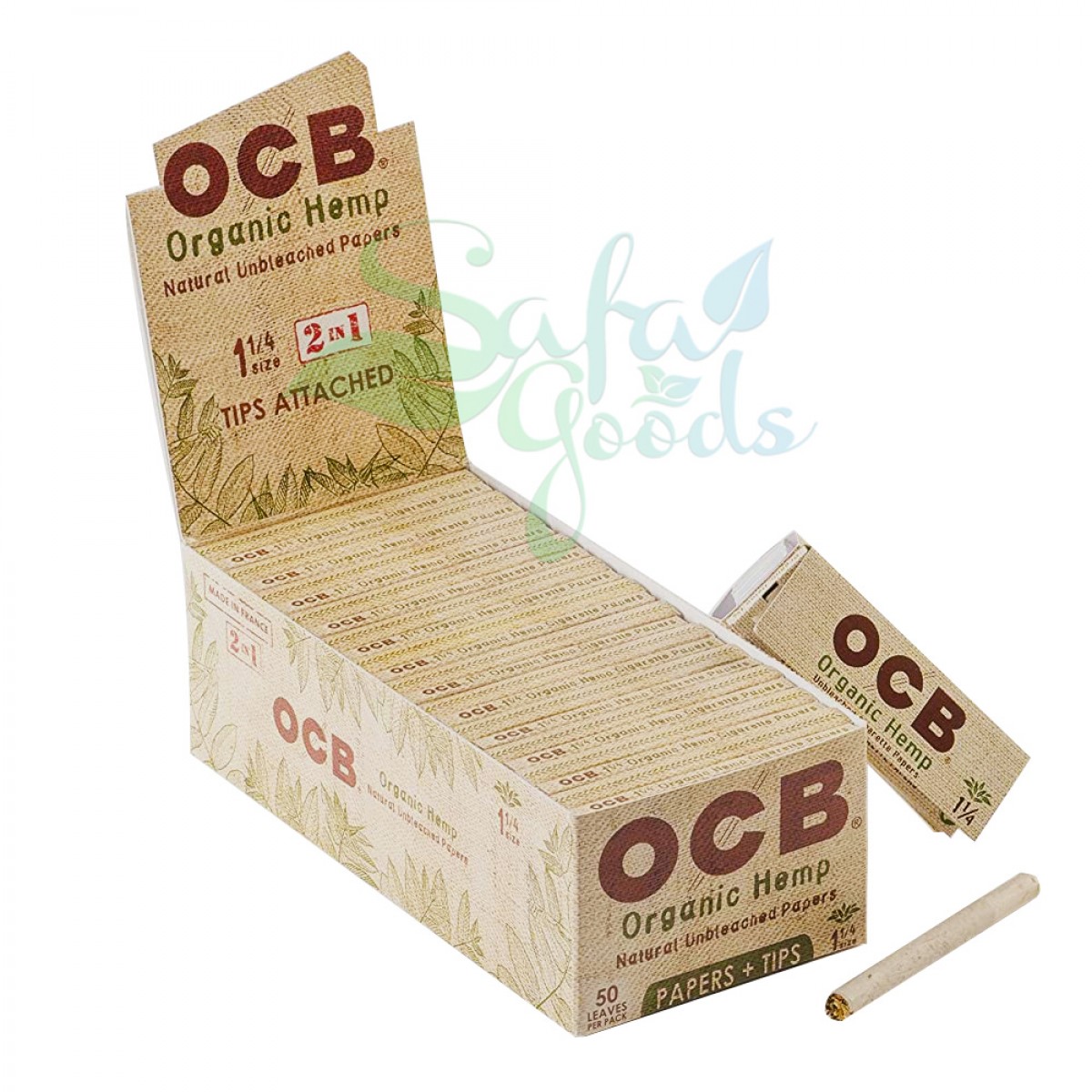 OCB Organic Hemp Rolling Papers with Tips 24CT Display Box